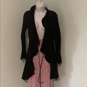 Black ruffle cardigan size 14 lambs wool mix